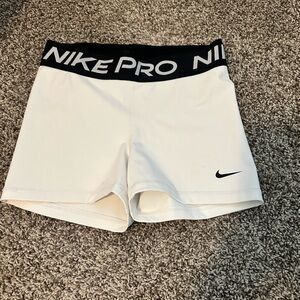 Nike White and Black Athletic Shorts Compression Fit
